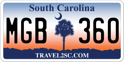 SC license plate MGB360