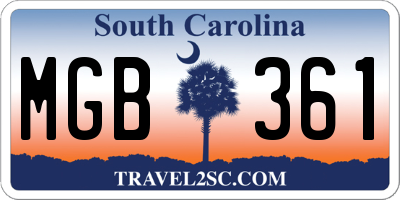 SC license plate MGB361