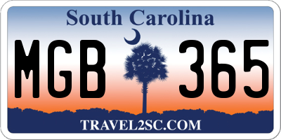 SC license plate MGB365