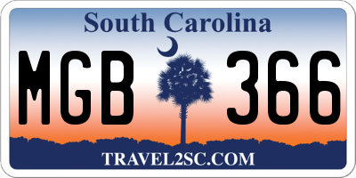 SC license plate MGB366