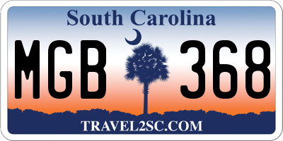 SC license plate MGB368