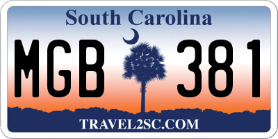 SC license plate MGB381