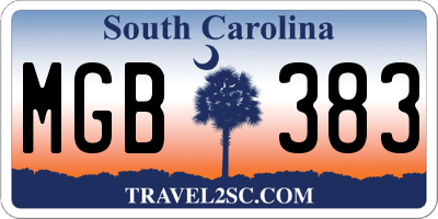 SC license plate MGB383