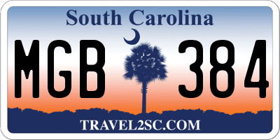 SC license plate MGB384