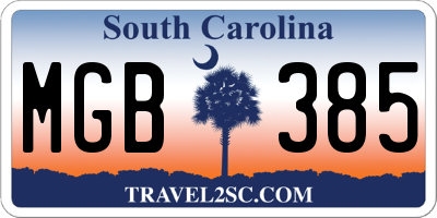 SC license plate MGB385