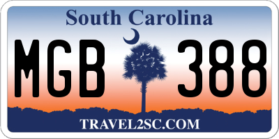 SC license plate MGB388