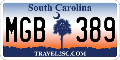 SC license plate MGB389