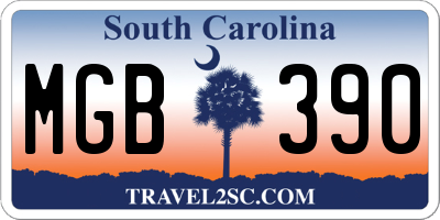 SC license plate MGB390