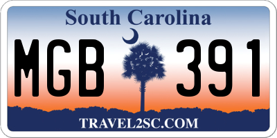 SC license plate MGB391
