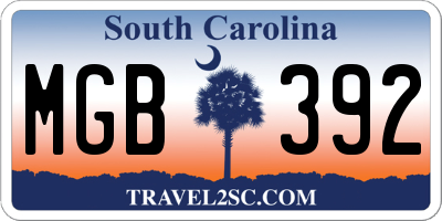 SC license plate MGB392