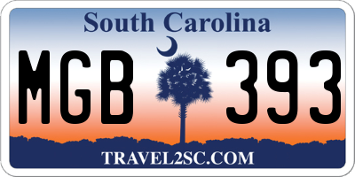 SC license plate MGB393