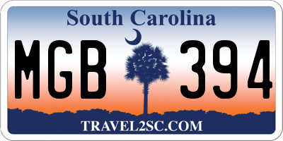 SC license plate MGB394