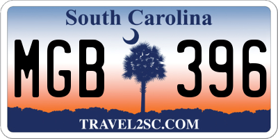 SC license plate MGB396