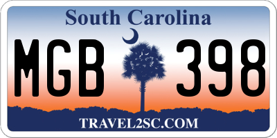 SC license plate MGB398
