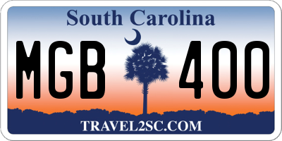 SC license plate MGB400