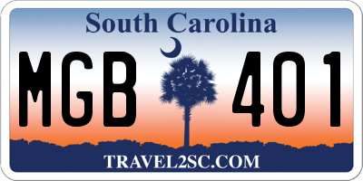 SC license plate MGB401