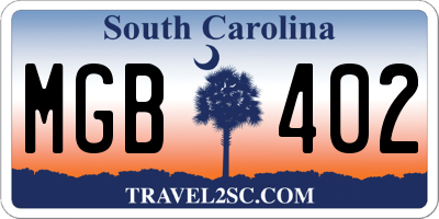 SC license plate MGB402
