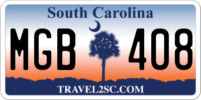 SC license plate MGB408