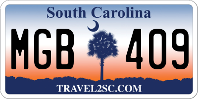 SC license plate MGB409