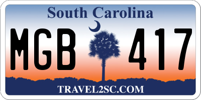 SC license plate MGB417