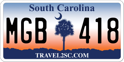 SC license plate MGB418