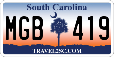 SC license plate MGB419