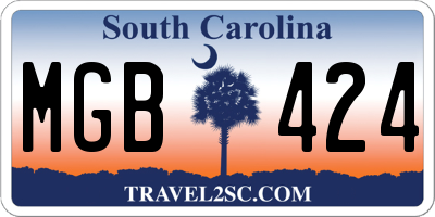 SC license plate MGB424
