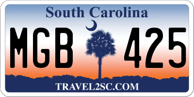 SC license plate MGB425