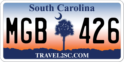 SC license plate MGB426