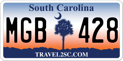 SC license plate MGB428