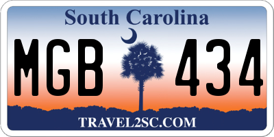 SC license plate MGB434
