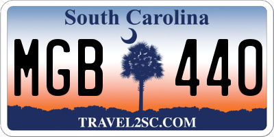 SC license plate MGB440