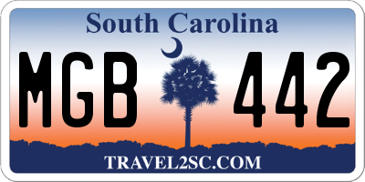 SC license plate MGB442