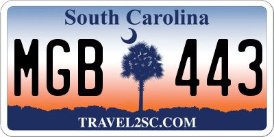SC license plate MGB443