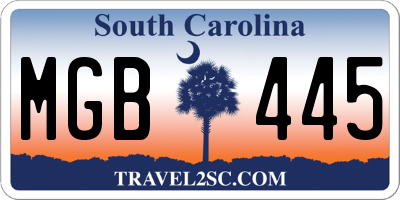 SC license plate MGB445