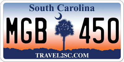 SC license plate MGB450