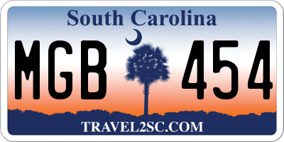 SC license plate MGB454