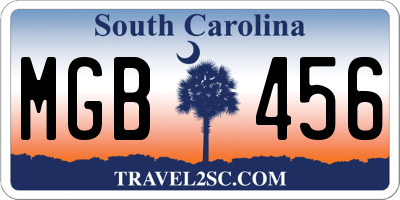 SC license plate MGB456