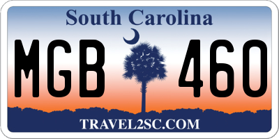 SC license plate MGB460