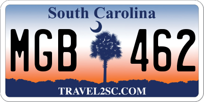 SC license plate MGB462