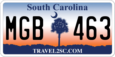 SC license plate MGB463
