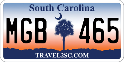 SC license plate MGB465