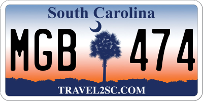 SC license plate MGB474