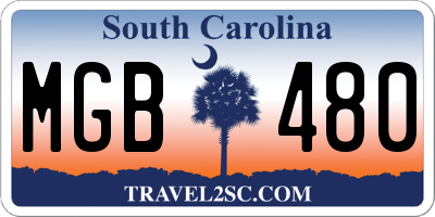 SC license plate MGB480