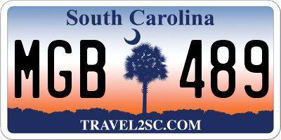 SC license plate MGB489