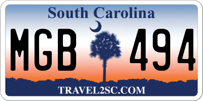 SC license plate MGB494