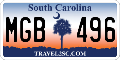 SC license plate MGB496