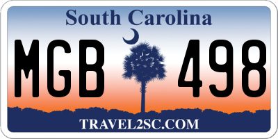 SC license plate MGB498