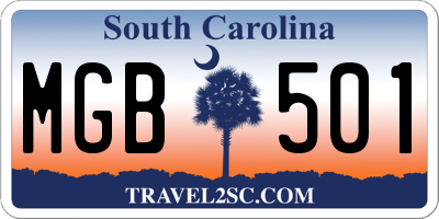 SC license plate MGB501