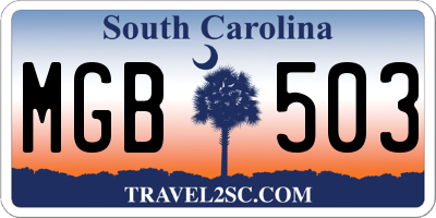SC license plate MGB503